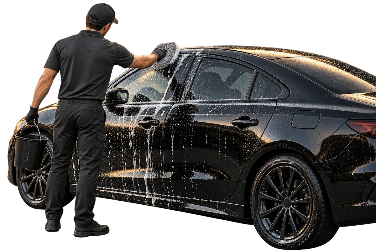 Ilustracija detaljnog ručnog pranja automobila