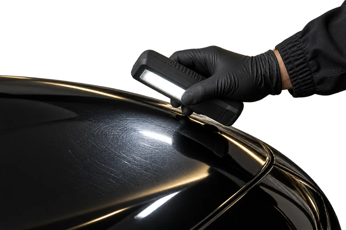 Ilustracija pregleda stanja automobila pre detailing tretmana