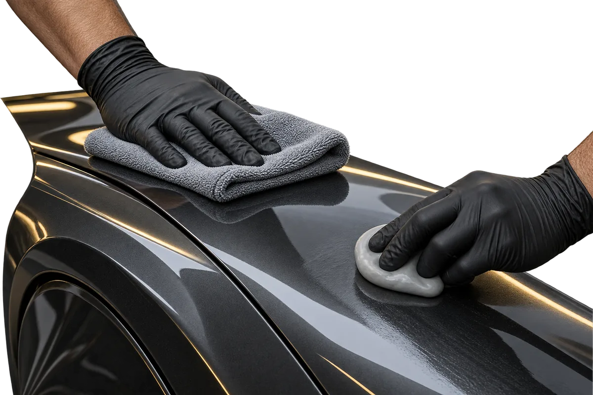 Ilustracija pažljive pripreme automobila za detailing tretman